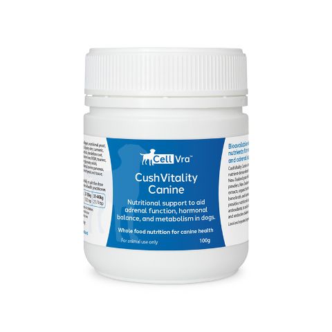 Front view of CellVra CushVitality Canine adrenal support supplement 100g